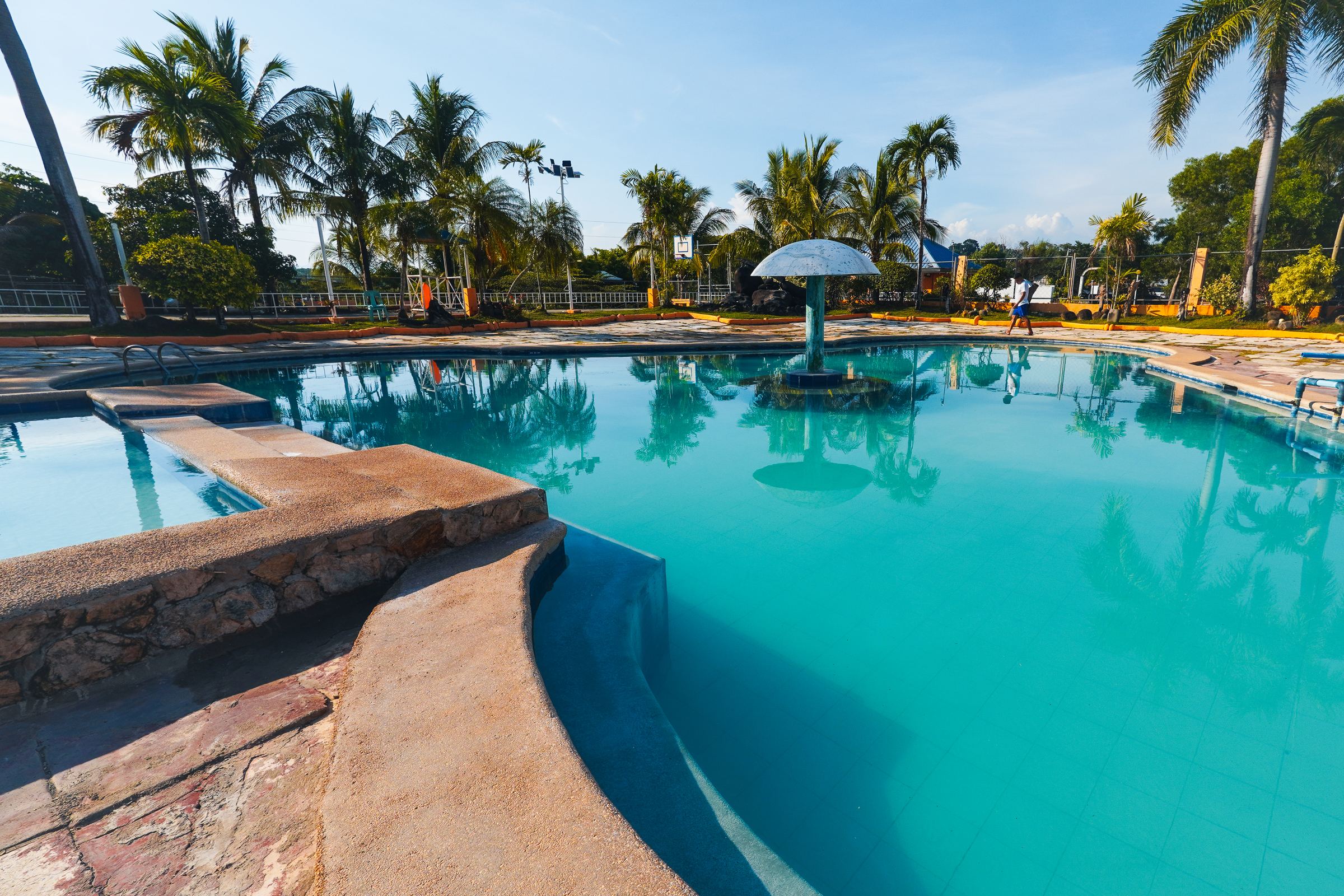 The pool deck facing the sea